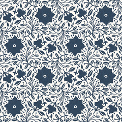 Black and white seamless pattern with flowers.  Vector illustration