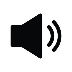 Sound Speaker Vector Icon, Megaphone Announcement Vector Icon, Louder Sound Symbol, MP3 Button, Musical Design Elements, Stereo Button, Audio Symbol, Speaker Pictogram, Silhouette On White Background