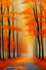 Autumn forest landscape. AI generated illustration
