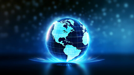  Globe design on blue background. modern digital art illustration, background, Generative AI
