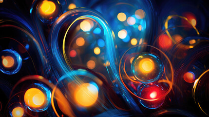 Colorful lights and colorful spirals made with optical fibers, in the style of zeiss otus, impressionist sensibilities, energetic impasto AI Generative - obrazy, fototapety, plakaty