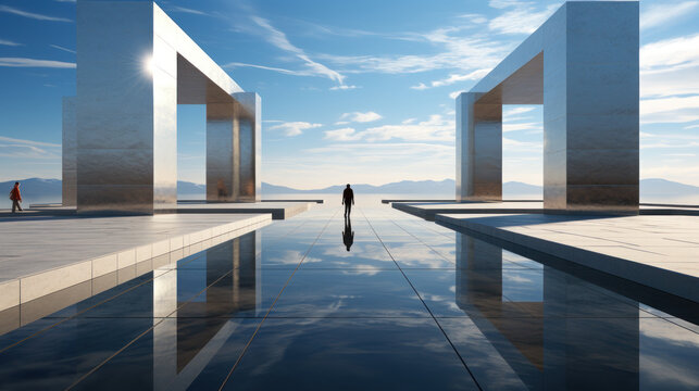 Serenity in Design: Minimalistic Architecture Embracing Nature. Generative AI