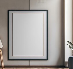 Mock-up poster frame in modern interior background Generative AI