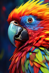 brightly colored parrot, close up