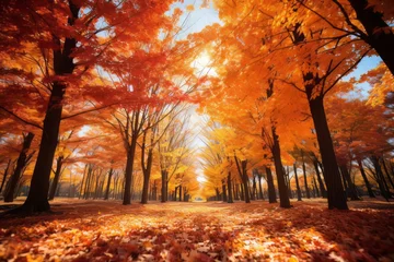 Foto auf Acrylglas Backstein Breathtaking Display Of Autumn Leaves, Generative AI 