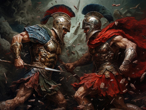 Fight of two Roman soldiers.