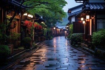 Charming Traditional Street In Kanazawa, Generative AI