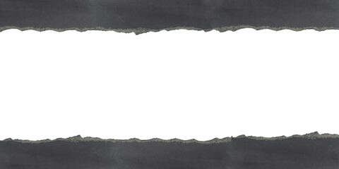 frame black paper ripped for message torn on transparent background