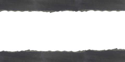 frame black paper ripped for message torn on transparent background