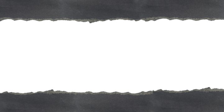 frame black paper ripped for message torn on transparent background