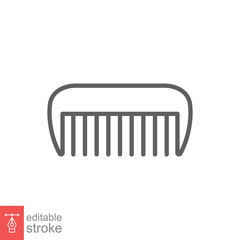 Comb icon. Simple outline style. Hair stylist tool, barber comb, fashion, beauty, hairstyle brush concept. Thin line symbol. Vector illustration isolated on white background. Editable stroke EPS 10.