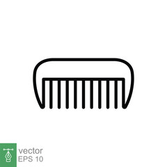 Comb icon. Simple outline style. Hair stylist tool, barber comb, fashion, beauty, hairstyle brush concept. Thin line symbol. Vector illustration isolated on white background. EPS 10.