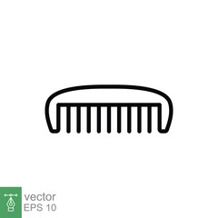 Comb icon. Simple outline style. Hair stylist tool, barber comb, fashion, beauty, hairstyle brush concept. Thin line symbol. Vector illustration isolated on white background. EPS 10.