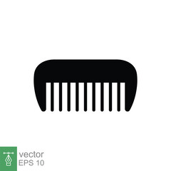 Comb icon. Simple solid style. Hair stylist tool, barber comb, fashion, beauty, hairstyle brush contact. Black silhouette, glyph symbol. Vector illustration isolated on white background. EPS 10.