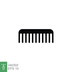 Comb icon. Simple solid style. Hair stylist tool, barber comb, fashion, beauty, hairstyle brush contact. Black silhouette, glyph symbol. Vector illustration isolated on white background. EPS 10.