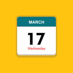 Obraz premium wednesday 17 march icon with black background, calender icon