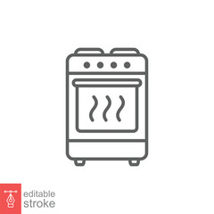 Stove icon. Simple outline style. Kitchen equipment, oven, furnace, gas, propane, restaurant concept. Thin line symbol. Vector illustration isolated on white background. Editable stroke EPS 10.