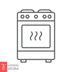 Stove icon. Simple outline style. Kitchen equipment, oven, furnace, gas, propane, restaurant concept. Thin line symbol. Vector illustration isolated on white background. Editable stroke EPS 10.