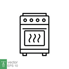 Stove icon. Simple outline style. Kitchen equipment, oven, furnace, gas, propane, cooking, restaurant concept. Thin line symbol. Vector illustration isolated on white background. EPS 10.