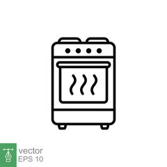 Stove icon. Simple outline style. Kitchen equipment, oven, furnace, gas, propane, cooking, restaurant concept. Thin line symbol. Vector illustration isolated on white background. EPS 10.