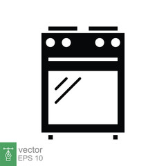 Fototapeta premium Stove icon. Simple solid style. Kitchen equipment, oven, furnace, gas, propane, cooking, restaurant contact. Black silhouette, glyph symbol. Vector illustration isolated on white background. EPS 10.