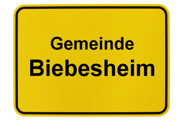 Illustration eines Ortsschildes der Gemeinde Biebesheim in Hessen