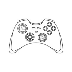 Video game joystick hand drawn doodle control. Video gamer joystick controller element. Computer retro, arcade play concept. Vector illustration. © fahmi