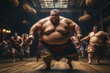 Vibrant Sumo Wrestling Match, Generative AI - obrazy, fototapety, plakaty