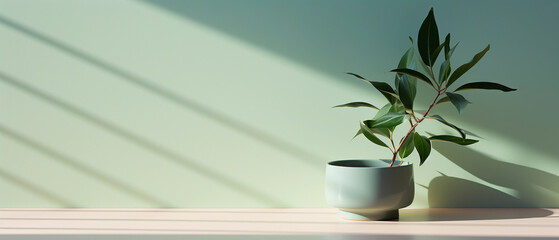 a light background image with a slight shadow of a plant for the presentation of various products or goods created by generative AI