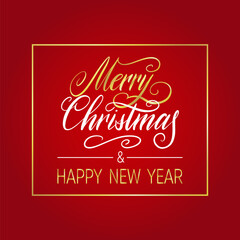 Handwritten Christmas and New Year greetings, modern calligraphy lettering