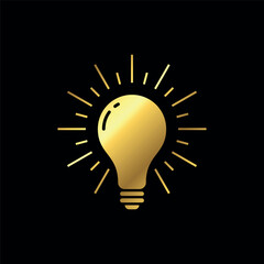 Gold Color Light Bulb Lamp Icon Vector Template