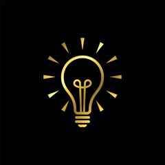 Gold Color Light Bulb Lamp Icon Vector Template