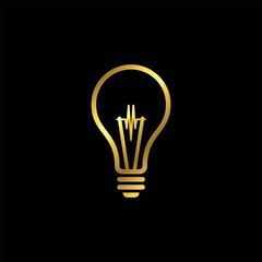 Gold Color Light Bulb Lamp Icon Vector Template