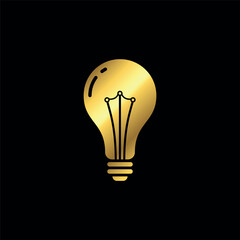 Gold Color Light Bulb Lamp Icon Vector Template