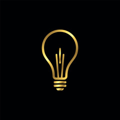 Gold Color Light Bulb Lamp Icon Vector Template