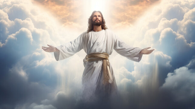 Divine Gaze from the Heavens: Captivating Photo of Jesus in the Clouds Looking Upon the World
