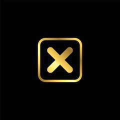 Obraz premium Gold Color Cross Sign Cancel Denial Icon Vector