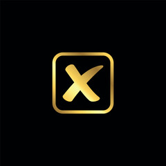 Gold Color Cross Sign Cancel Denial Icon Vector