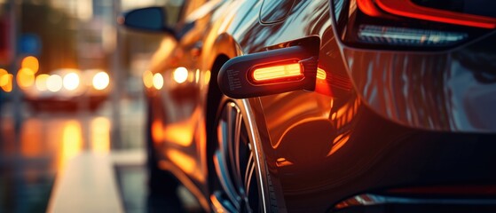 Electric car wireless charging, futuristic concept, Generative AI.