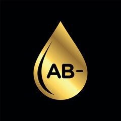 Gold Color Blood Group, Blood Type Medical Icon Vector