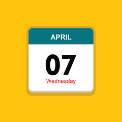 wednesday 07 april icon with yellow background, calender icon