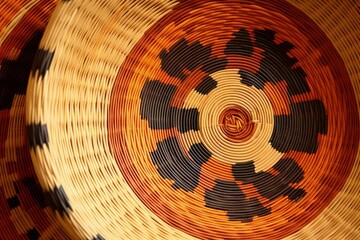 Indigenous handicraft, basket made with coconut straw. Generative AI