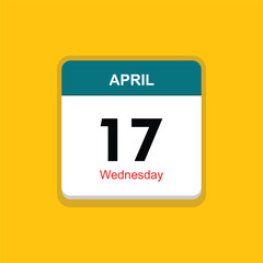 wednesday 17 april icon with yellow background, calender icon