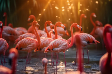Fototapeta na wymiar Flamingo, Wildlife Photography, Generative AI