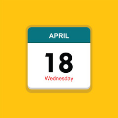 wednesday 18 april icon with yellow background, calender icon