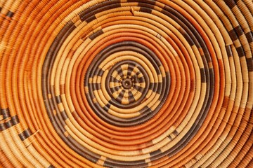 Fototapeta premium Indigenous handicraft, basket made with coconut straw. Generative AI