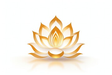 Golden lotus flower illustration, logo style. Generative AI