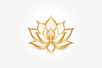 Golden lotus flower illustration, logo style. Generative AI
