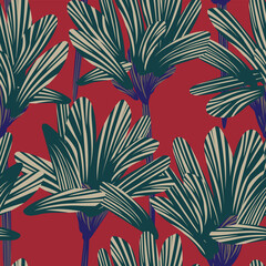 Red Botanical Floral Seamless Pattern Design