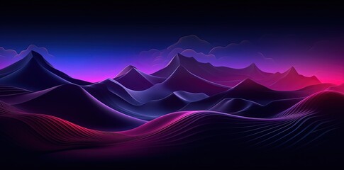 Game scene in a virtual world with mountains, purple color. Generative AI